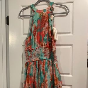 Teal and Pink Floral Rococo Sand Dress